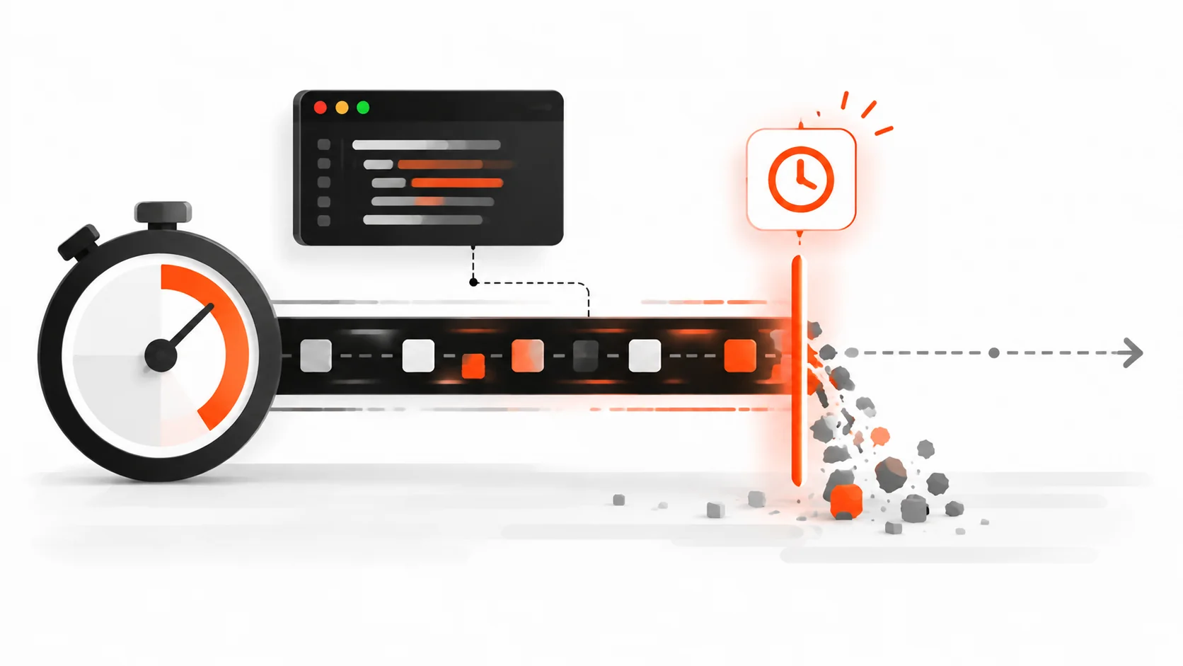 Infographic of AbortSignal.timeout cutting off a hanging request at a deadline