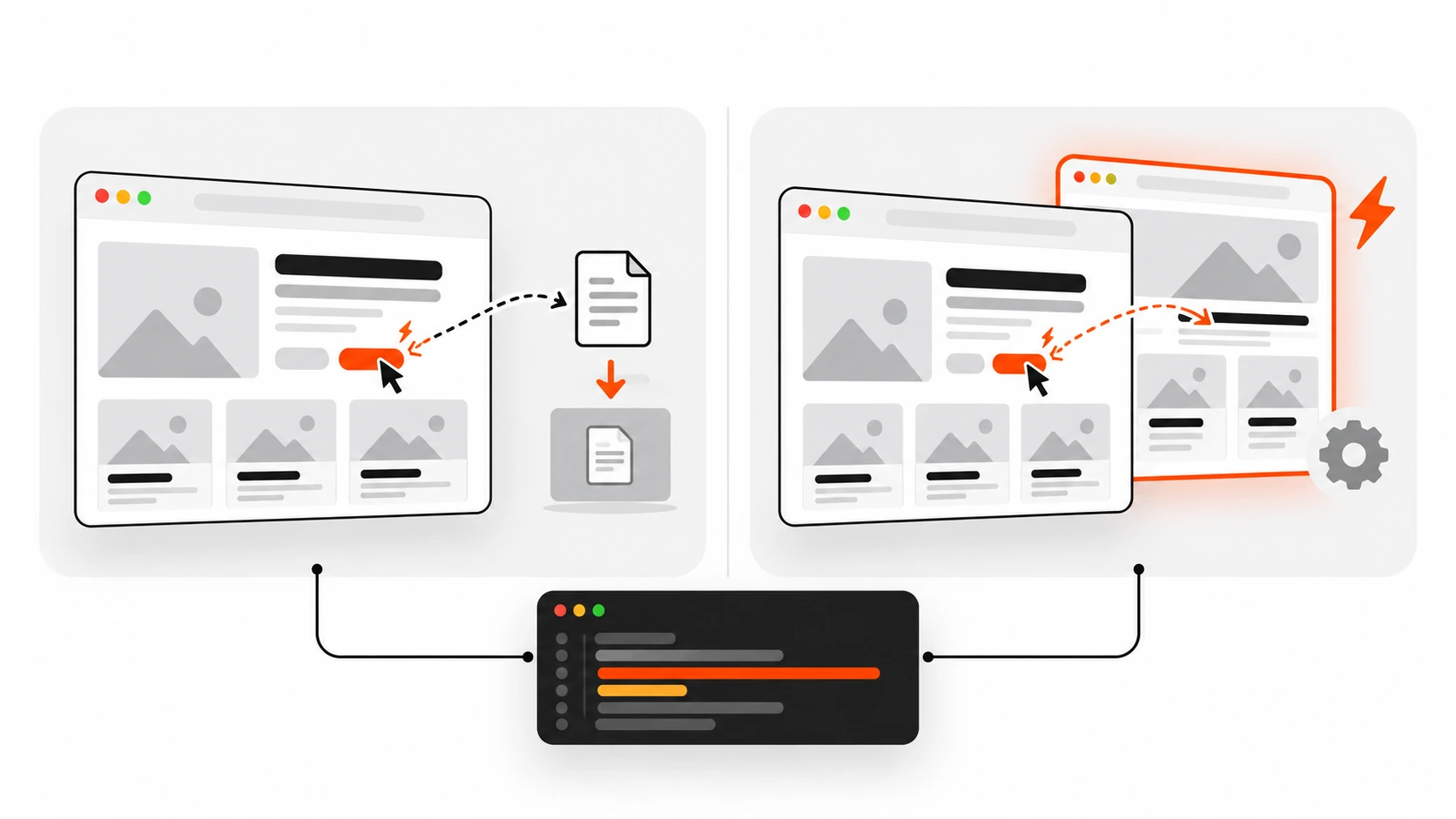 Infographic comparing prefetch, which downloads only the HTML document, with prerender, which fully loads, renders and runs scripts for the next page in the background